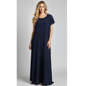 Maria Cornejo Asymmetrical Patterned Viscose Caftan Dress, Navy, Womens Size 12